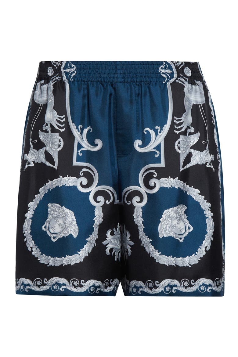 La Coupe des Dieux Silk Shorts, Alternate, color, 5BE50-BLACK PETROL BLUE