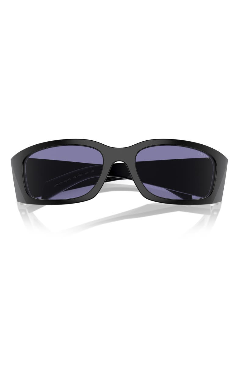 Prada 60mm Butterfly Polarized Sunglasses, Main, color, Matte Black
