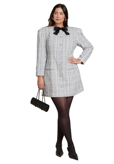 Tweed Mini Dress With Bow (Plus)