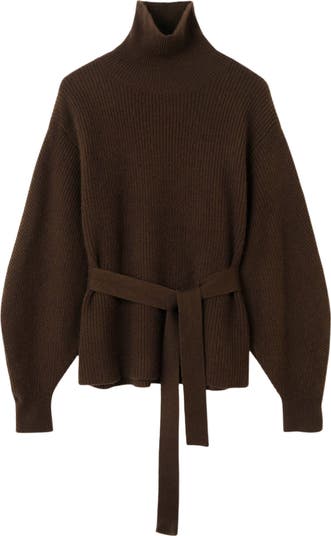 GOBI Mongolian Cashmere Belted Cashmere Turtleneck | Nordstrom