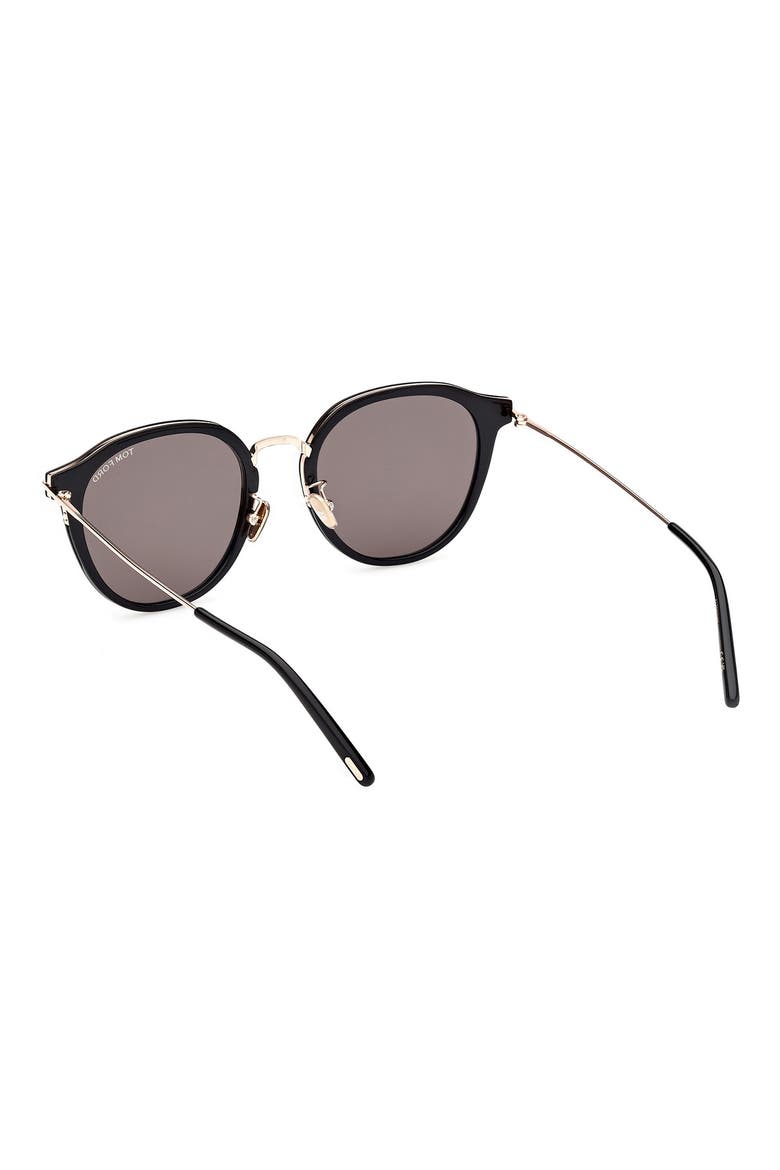 54mm Round Sunglasses, Alternate, color, SHINY BLACK / SMOKE