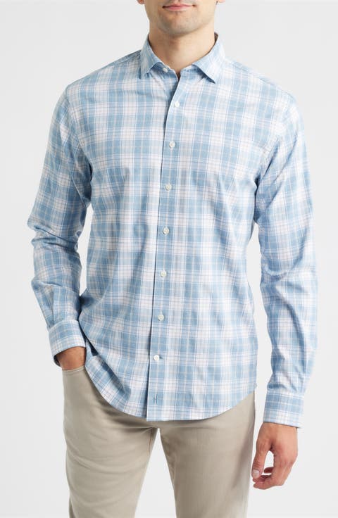 Hendley Plaid Performance Oxford Button-Up Shirt
