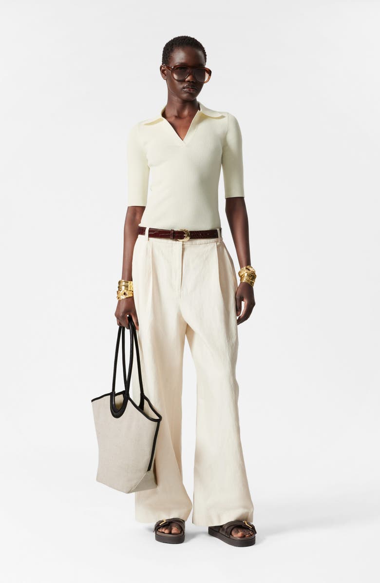 & Other Stories Rib Knit Polo Top, Alternate, color, White Dusty Light