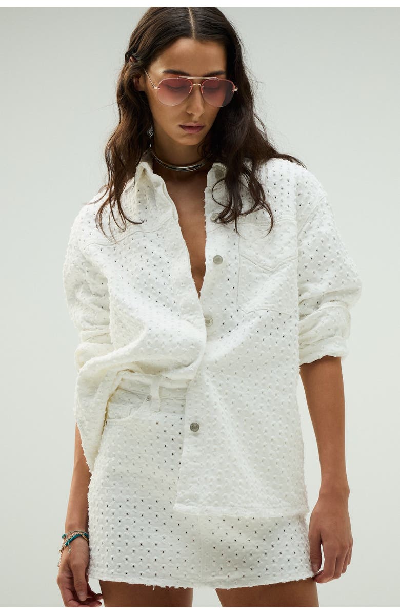 Hudson Jeans Tattered Shacket, Main, color, Tattered White