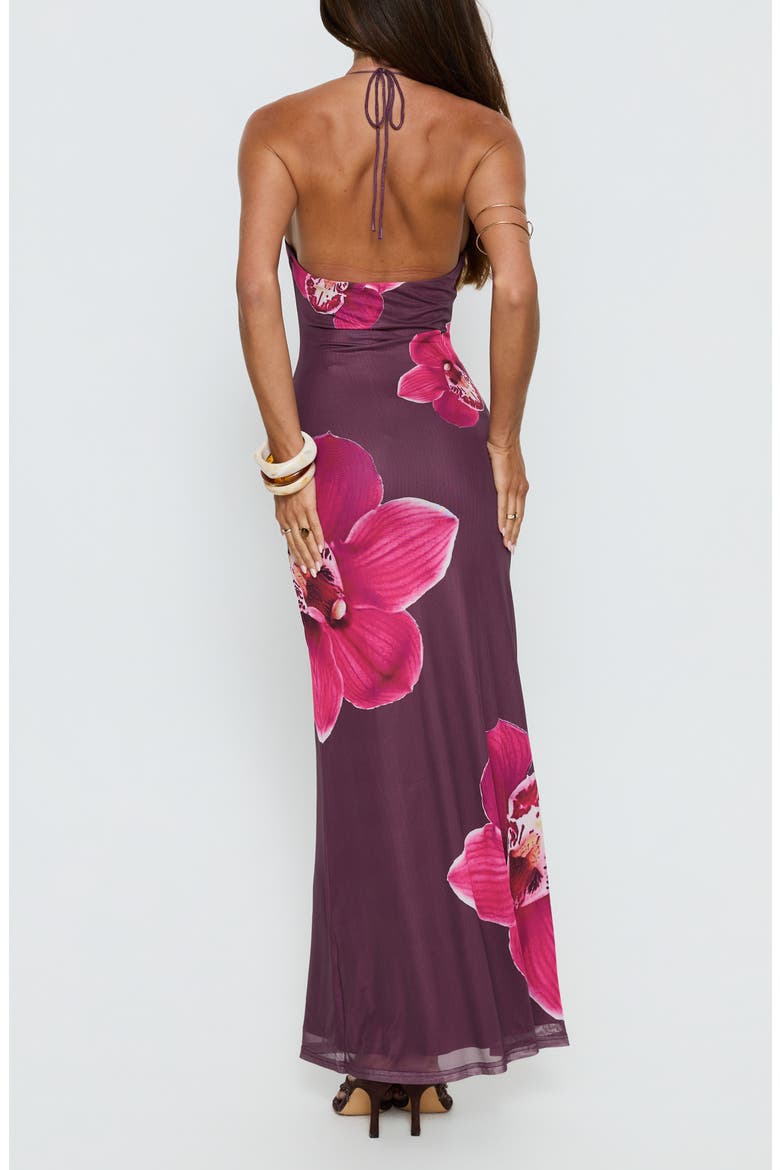 Kamina Beaded Halter Maxi Dress, Alternate, color, PLUM FLORAL