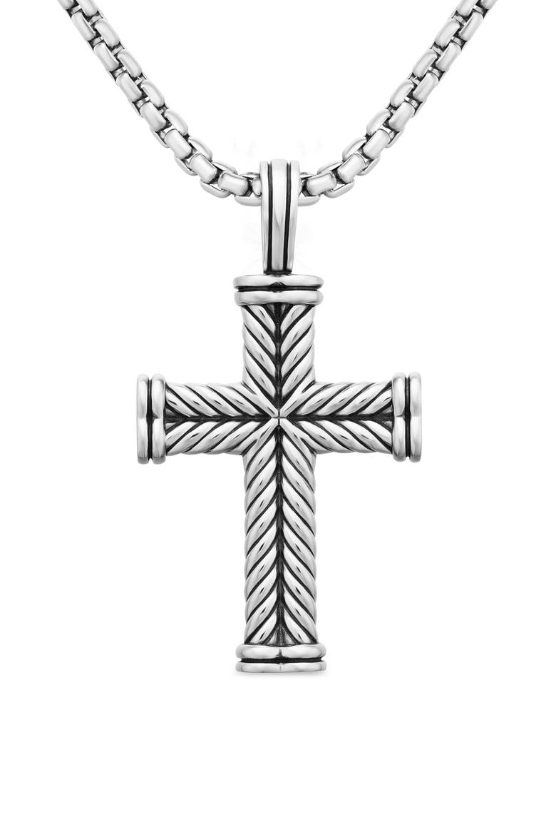 Men's Chevron Cross Pendant, 33.5mm, Main, color, Silver