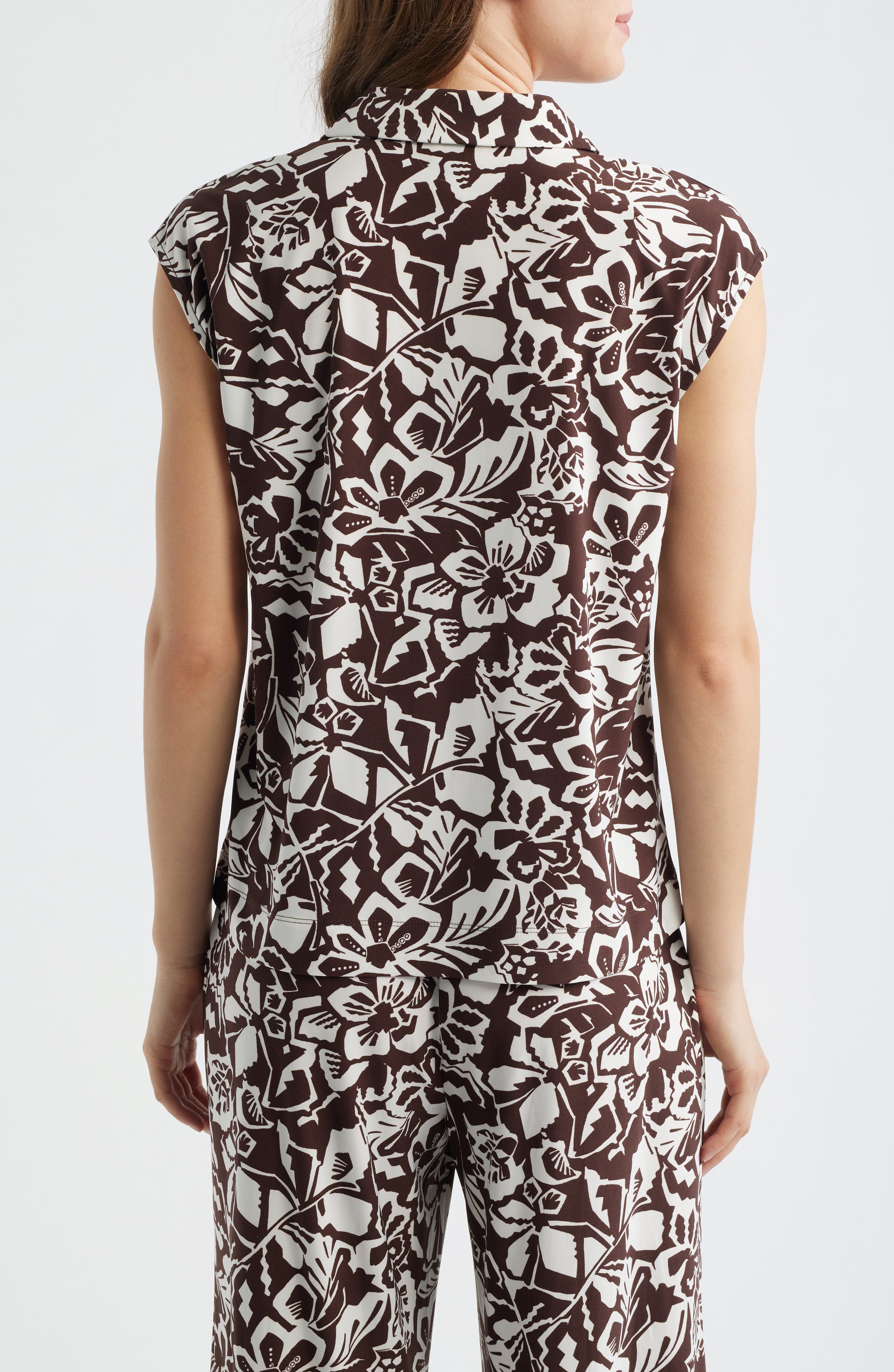 Floral Print Cap Sleeve Shirt - image 2