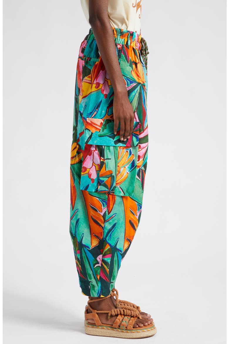 Banana Foliage Drawstring Cargo Pants, Alternate, color, MULTI
