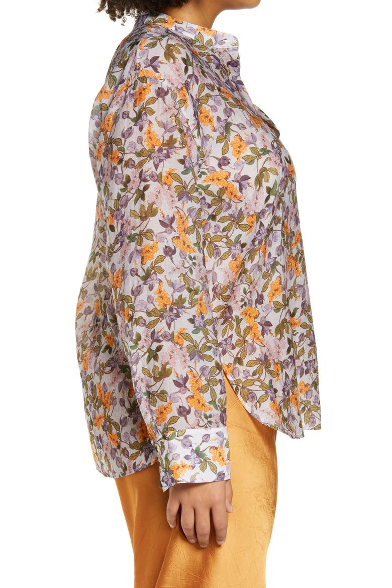 Wisteria Vine Button-Up Blouse, Alternate, color, VIOLETTA