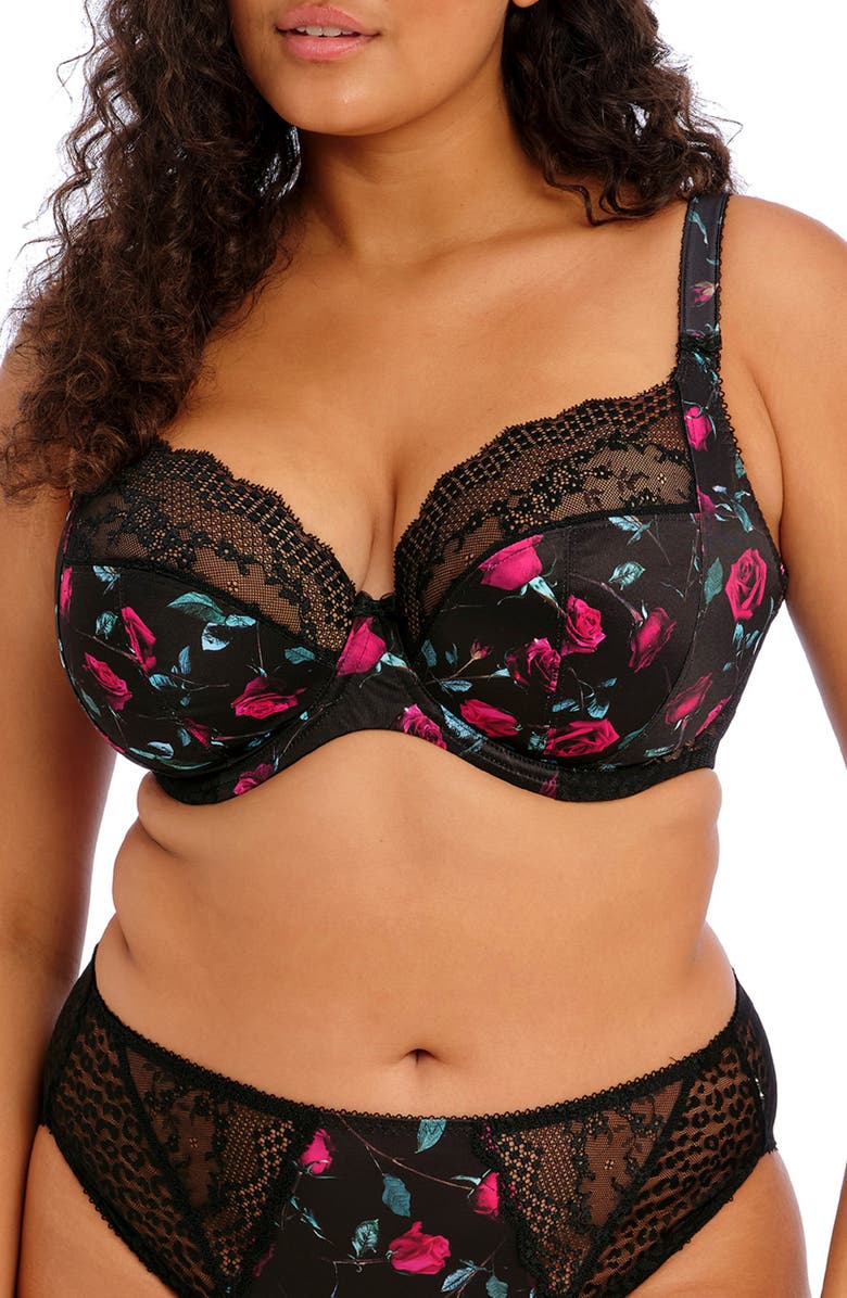 Elomi Lucie Full Figure Underwire Plunge Bra, Main, color, Rock And Rose