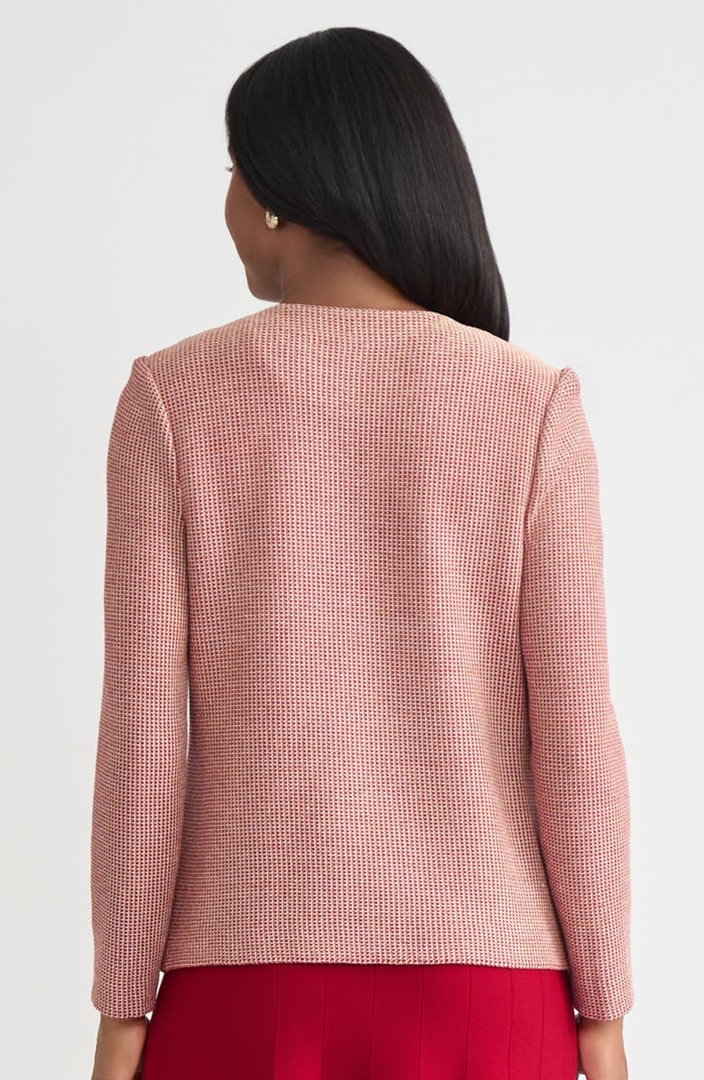 Misook Hertiage Lurex Ring Trim Knit Jacket, Alternate, color, Scarlet Red/Gold