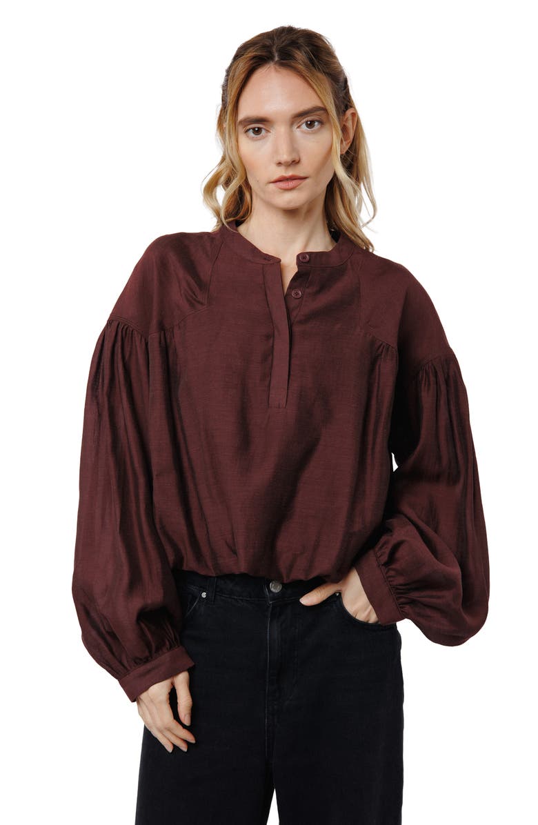 CIEBON Doe Bubble Hem Top, Alternate, color, Maroon