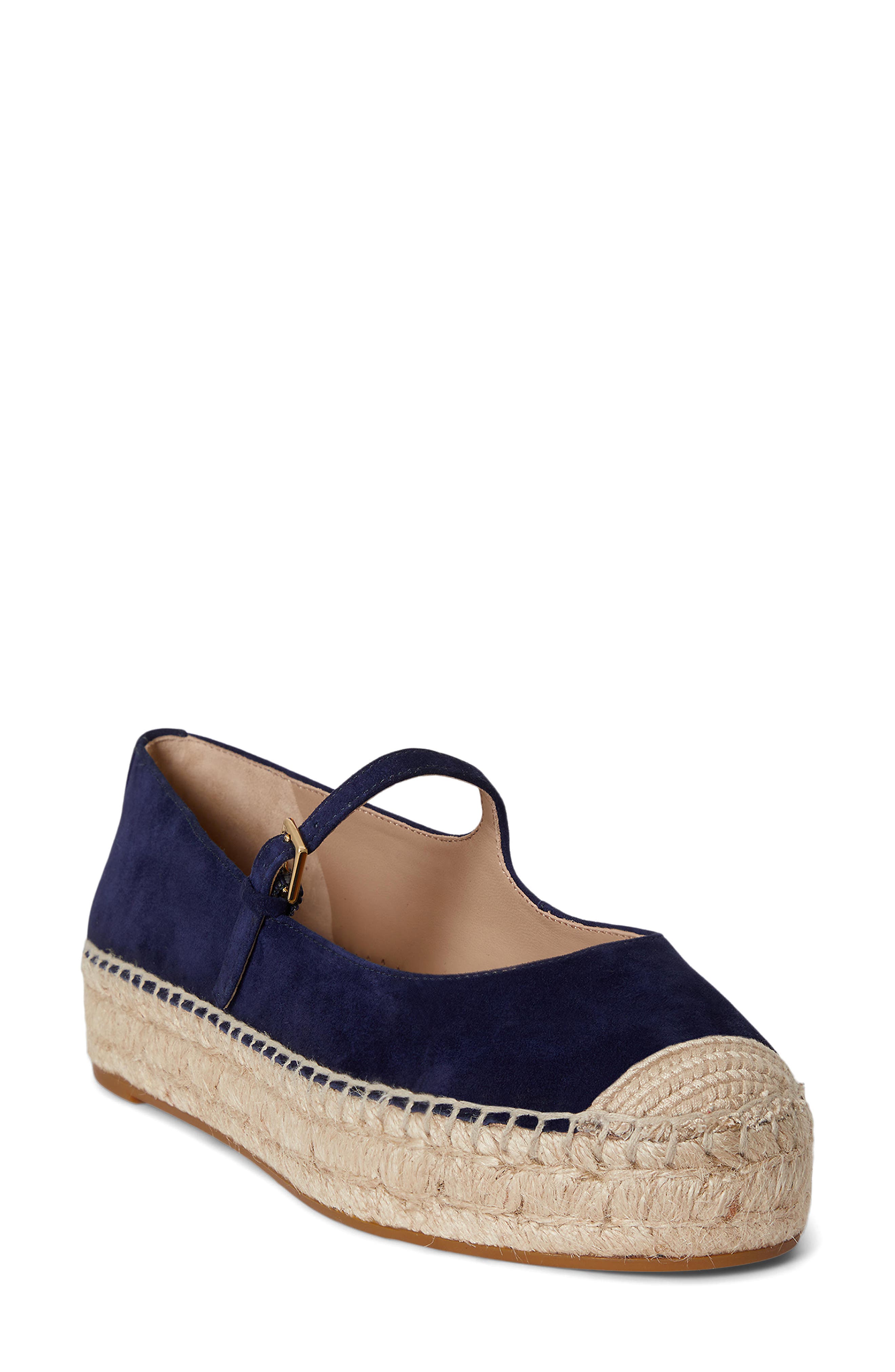 Ralph Lauren Luize Mary Jane Platform Espadrille, Main, color, Refined Navy