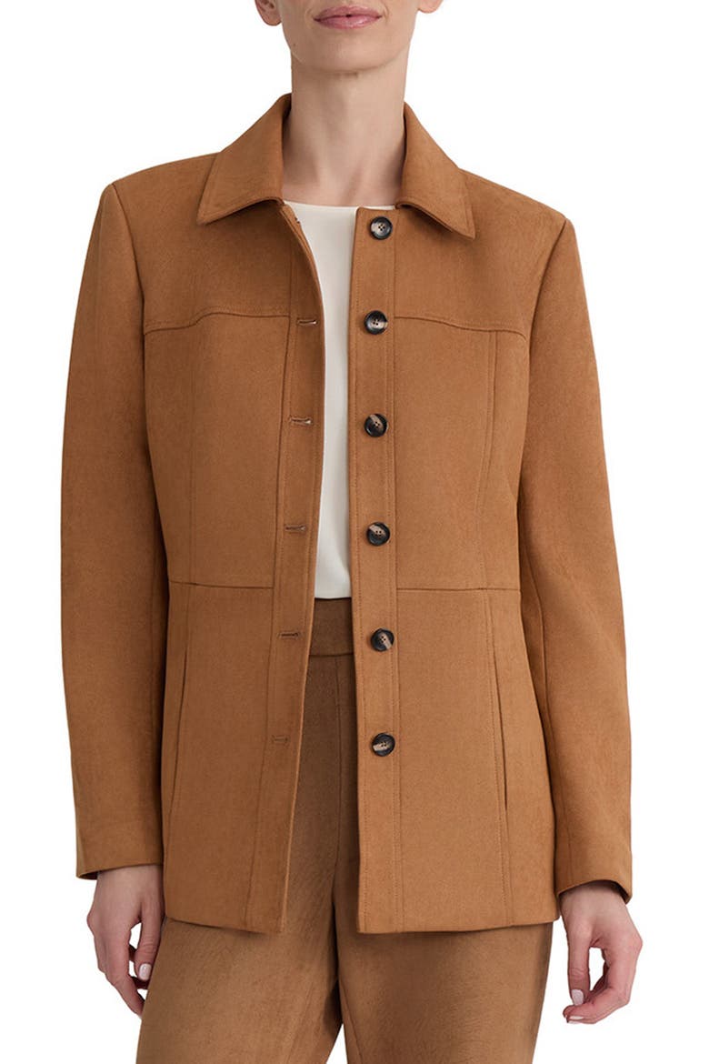 Scuba Point Collar Button Down Jacket, Main, color, CARAMEL