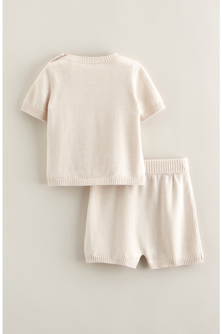 Motif Short Sleeve Cotton Blend Sweater & Shorts Set, Alternate, color, IVORY SAND CRAB CRITTER