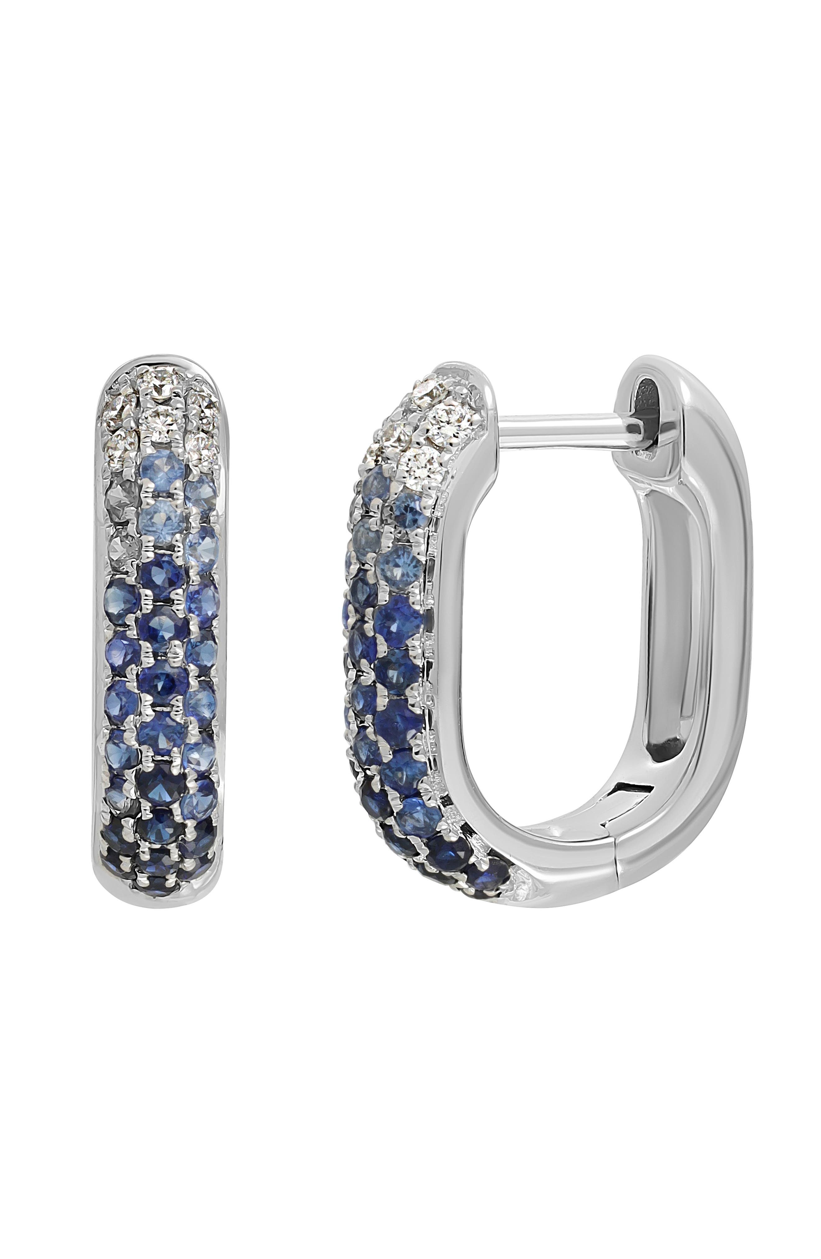 Bony Levy El Mar 18K White Gold Sapphire & Diamond Hoop Earrings