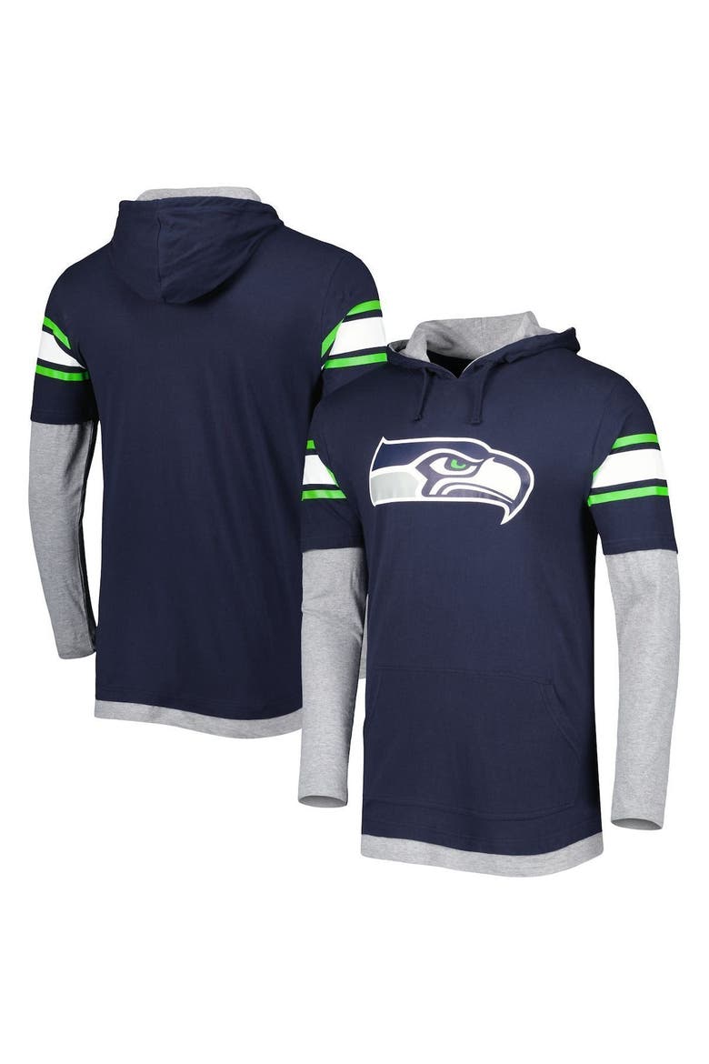 Men's New Era College Navy Seattle Seahawks Long Sleeve Hoodie T-Shirt, Main, color, Navy