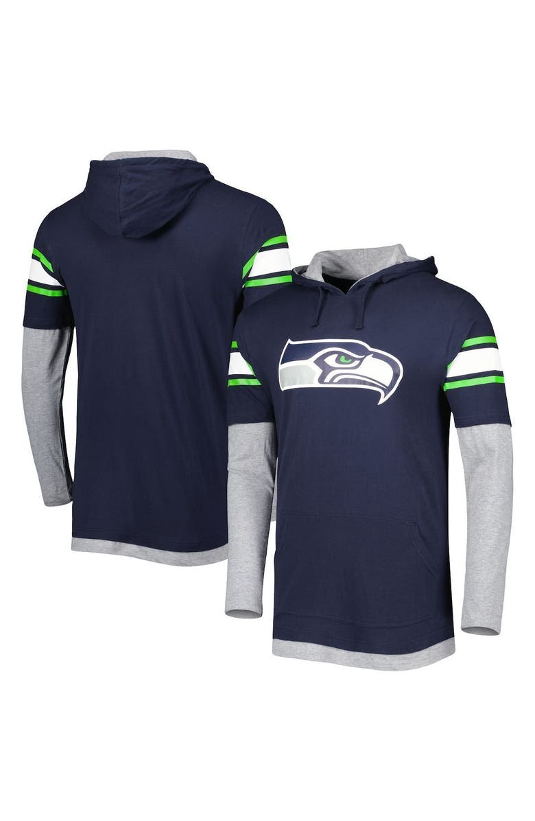 New Era Men's New Era College Navy Seattle Seahawks Long Sleeve Hoodie T-Shirt, Main, color,