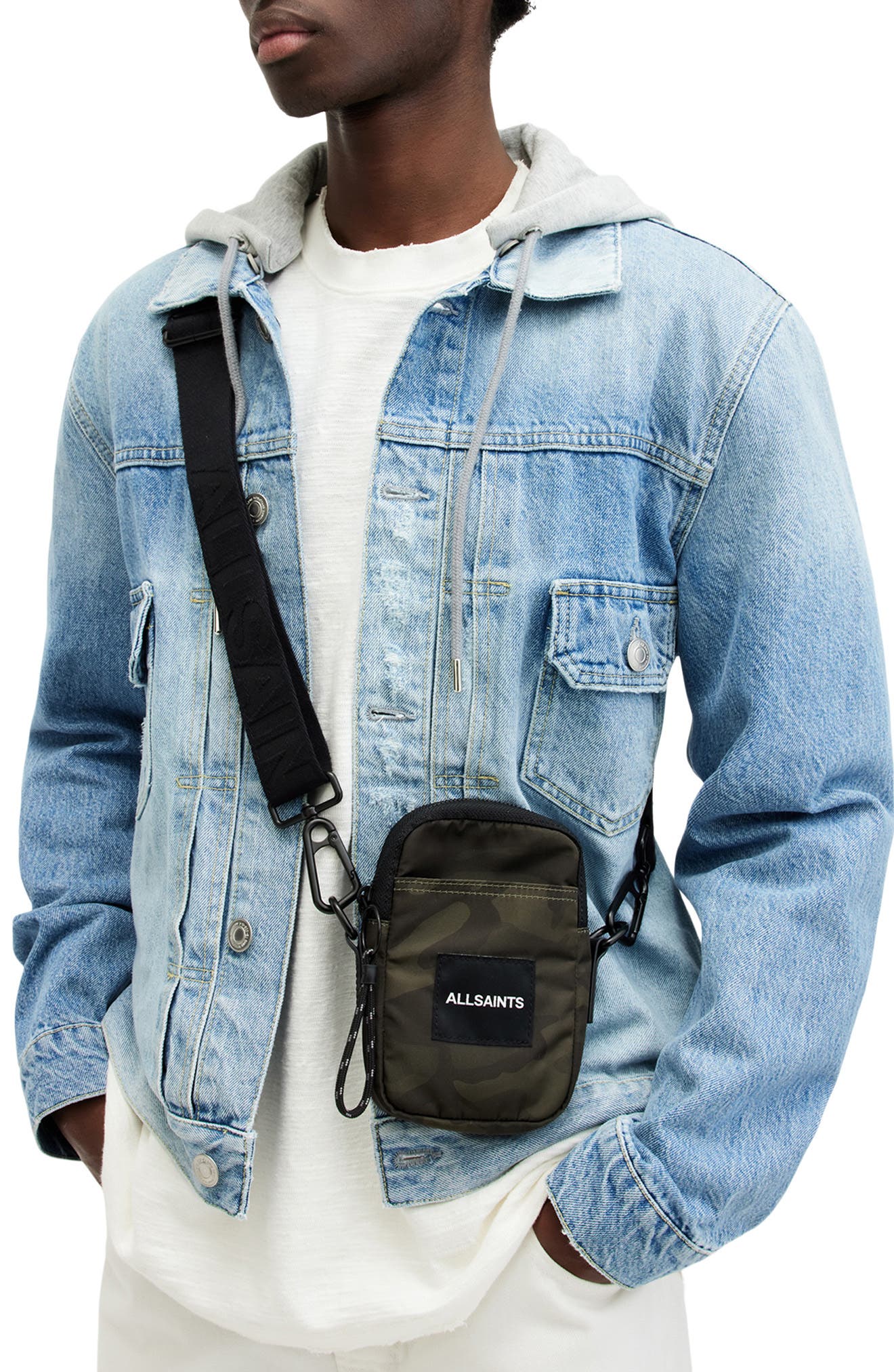 AllSaints Zumo Recycled Polyester Phone Crossbody Bag, Alternate, color, 