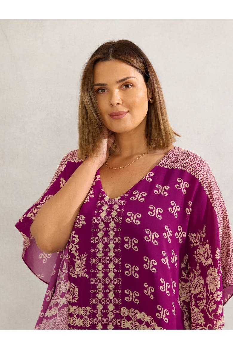 Bandana Print Chiffon V-Neck Top, Alternate, color, Magenta