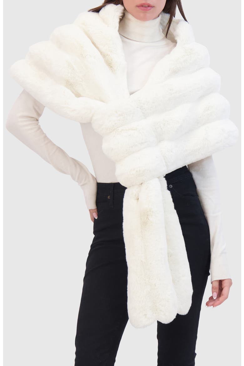 Fur-Free Chinchilla (Faux Fur) Stole, Main, color, WHITE CHINCH