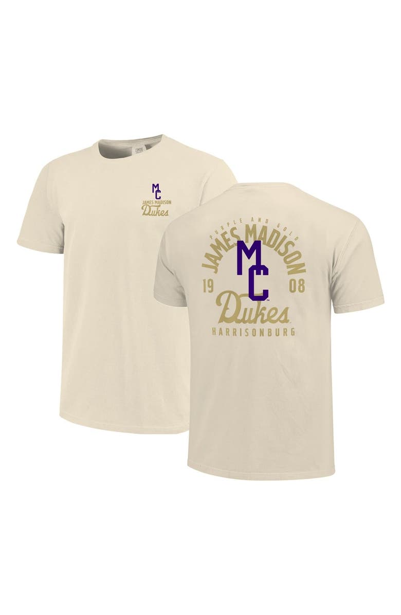 IMAGE ONE Men's Cream James Madison Dukes Comfort Colors Mascot Overlay T-Shirt, Alternate, color,