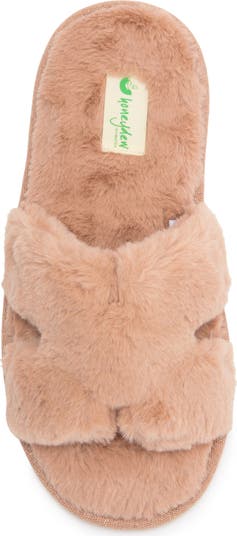 H Band Plush Faux Fur Slipper