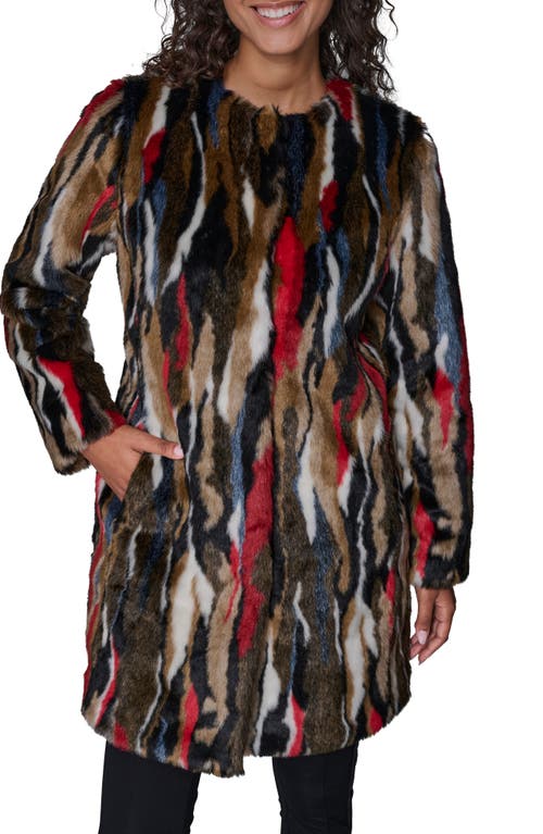 Karl Lagerfeld Paris Multicolored Faux Fur Jacket In Brown