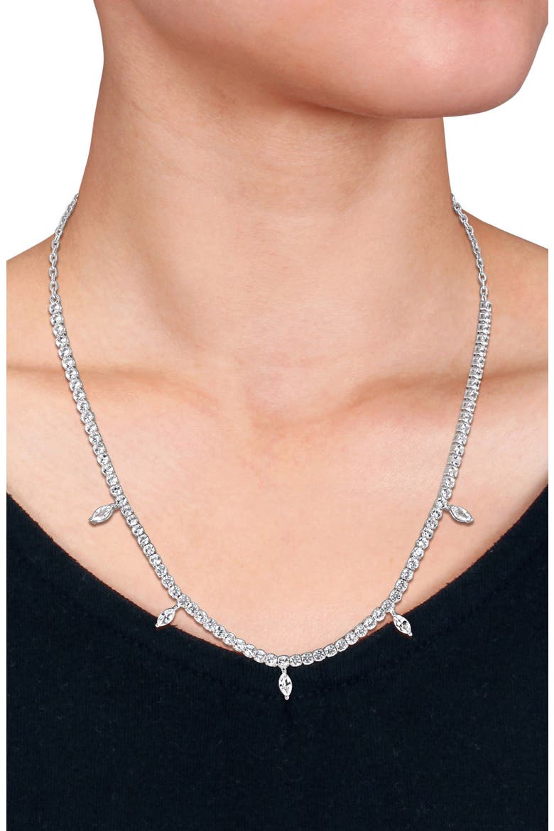 Lab Created White Sapphire Necklace, Alternate, color, SILVER