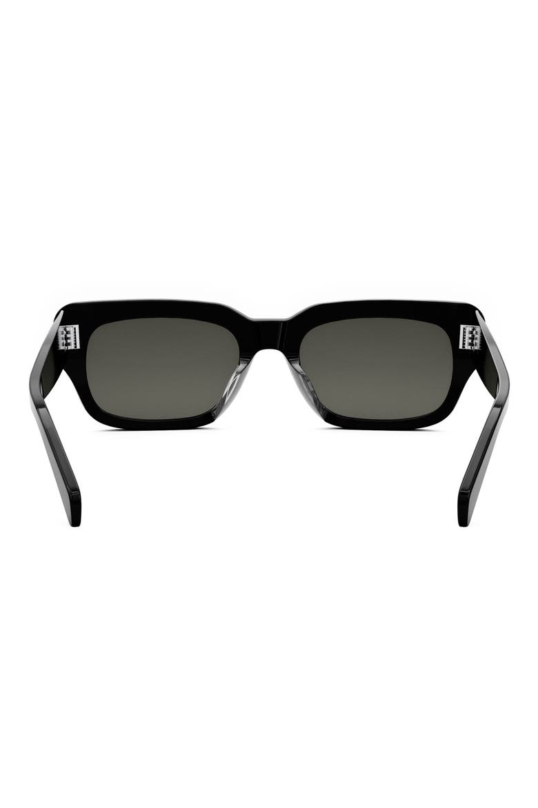 Bold 3 Dot Rectangular Sunglasses, Alternate, color, SHINY BLACK / SMOKE