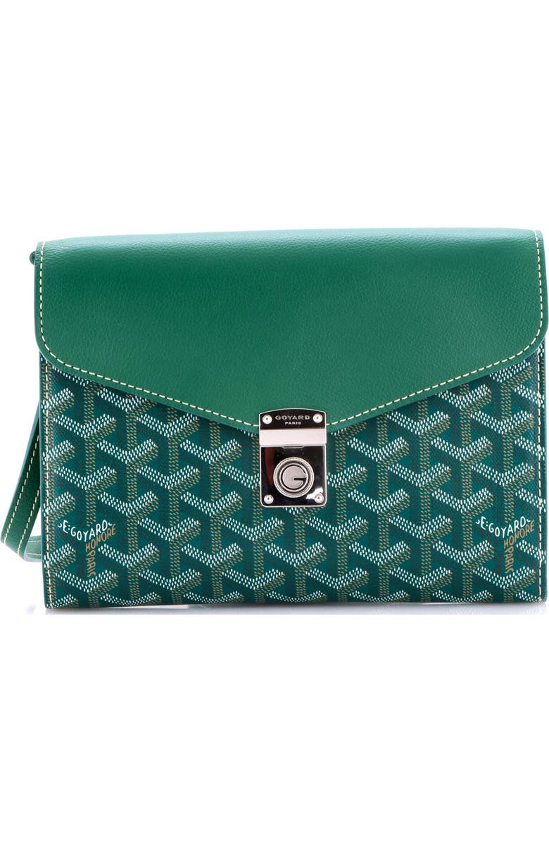 Pre-Owned Goyard Chypre Wallet on Strap Coated Canvas with Leather, Main, color, Green