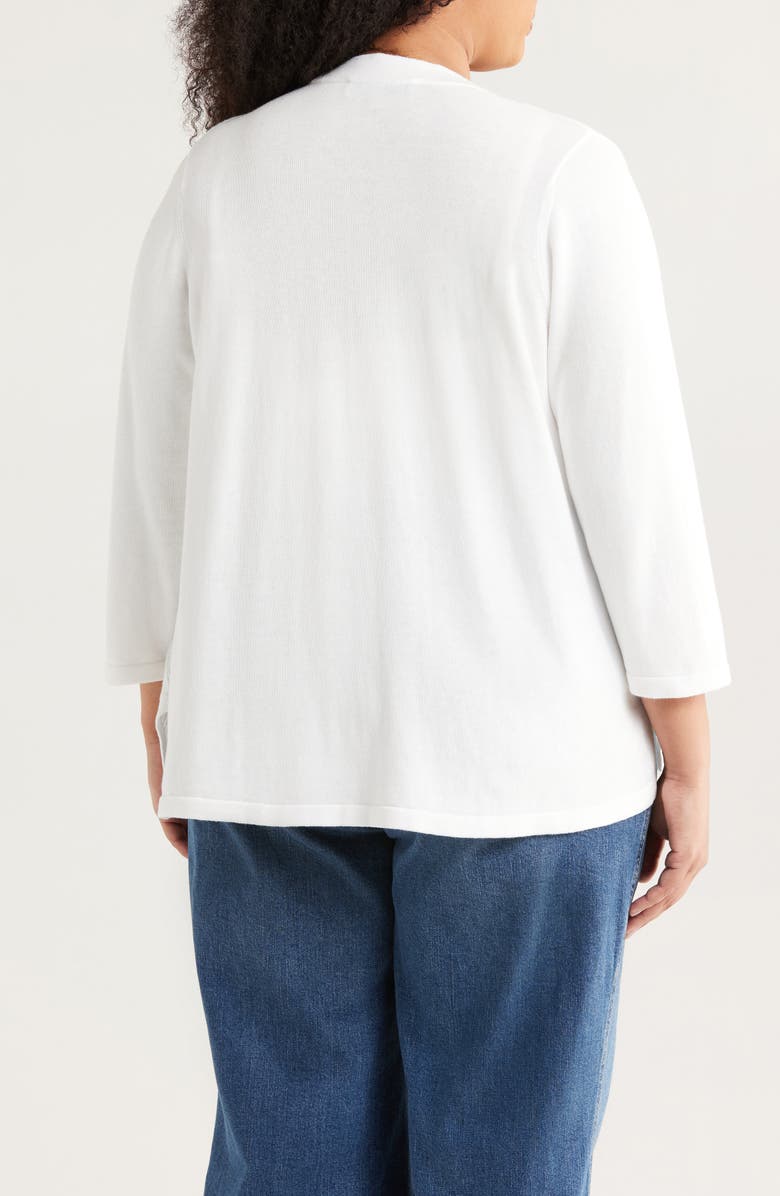 KASPER Patterned Stitch Long Sleeve Cardigan Sweater, Alternate, color, 