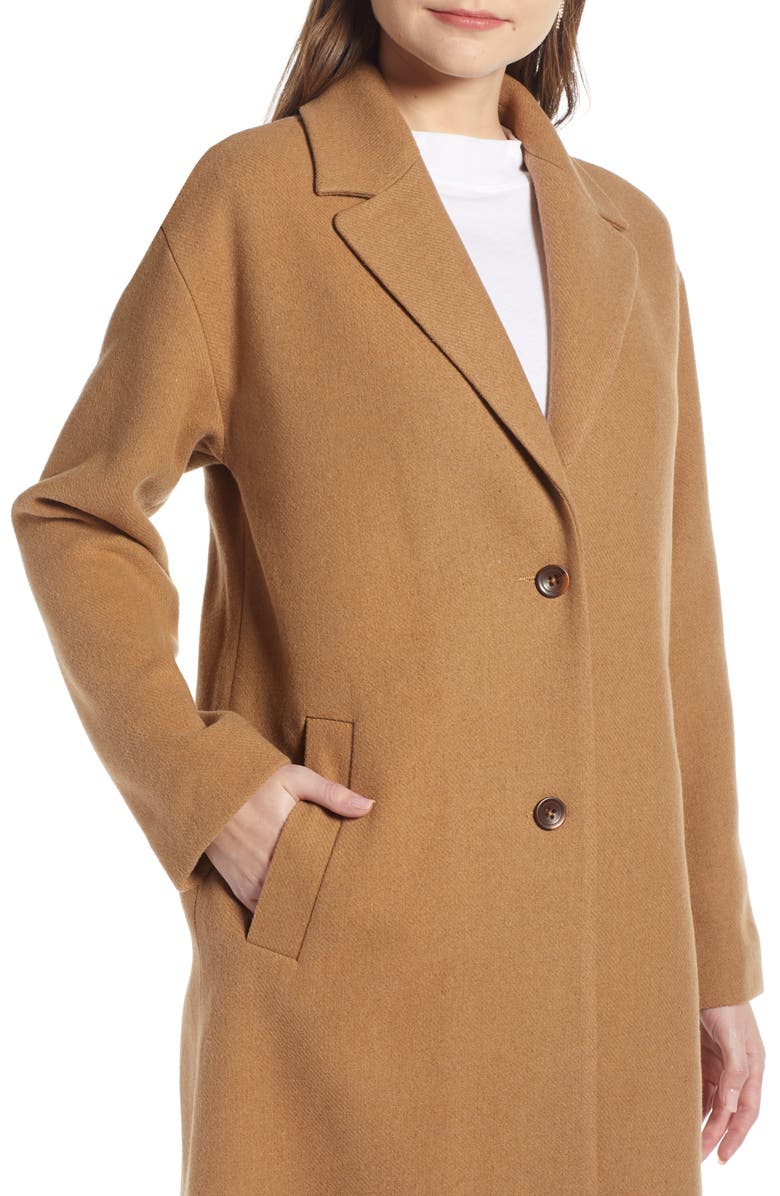 Something Navy Longline Camel Coat, Alternate, color,