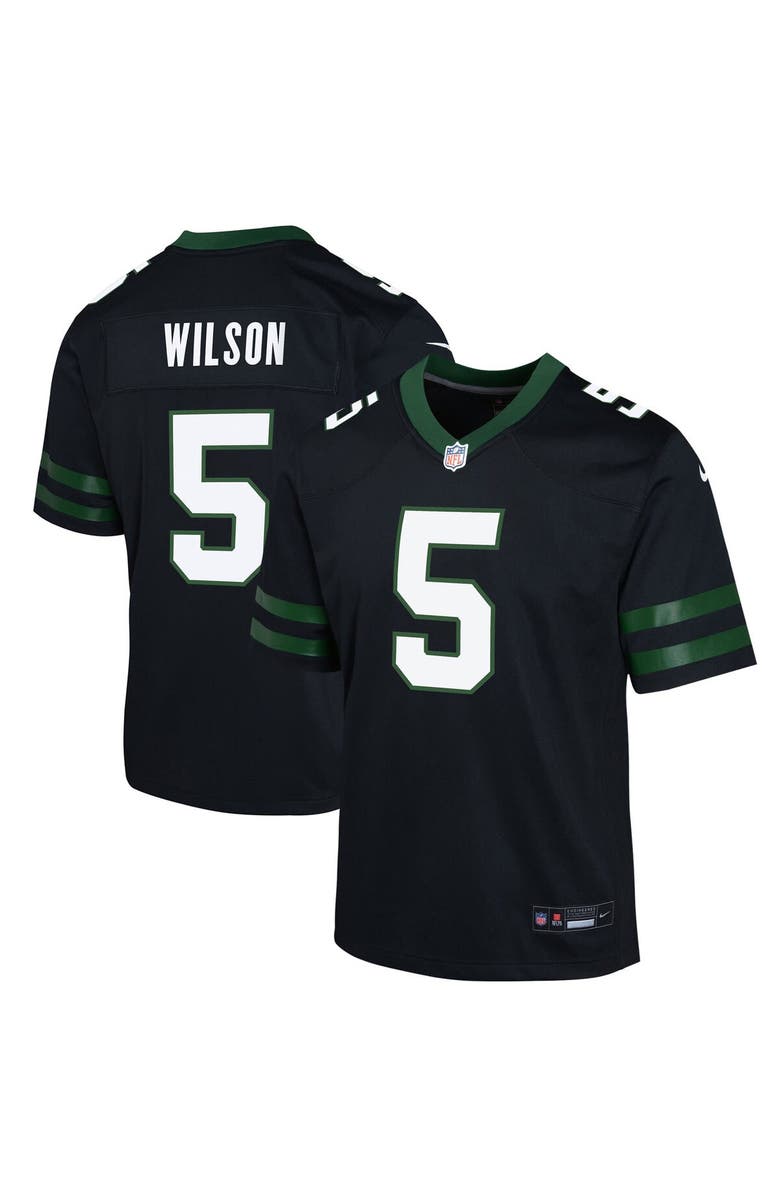 Nike Youth Nike Garrett Wilson Legacy Black New York Jets Alternate Game Jersey, Main, color, Black