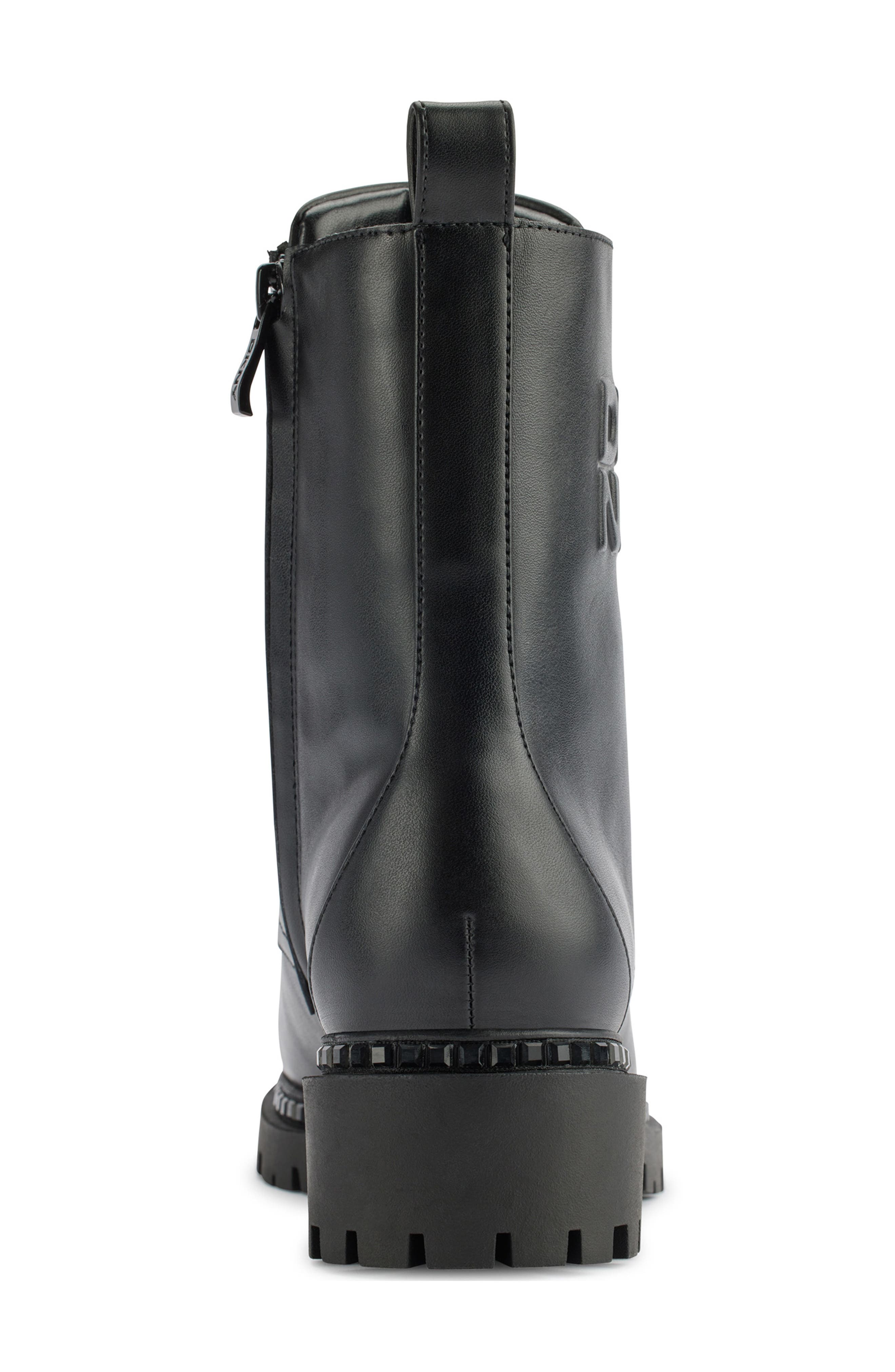 DKNY Rudy Leather Combat Boot, Alternate, color, Black