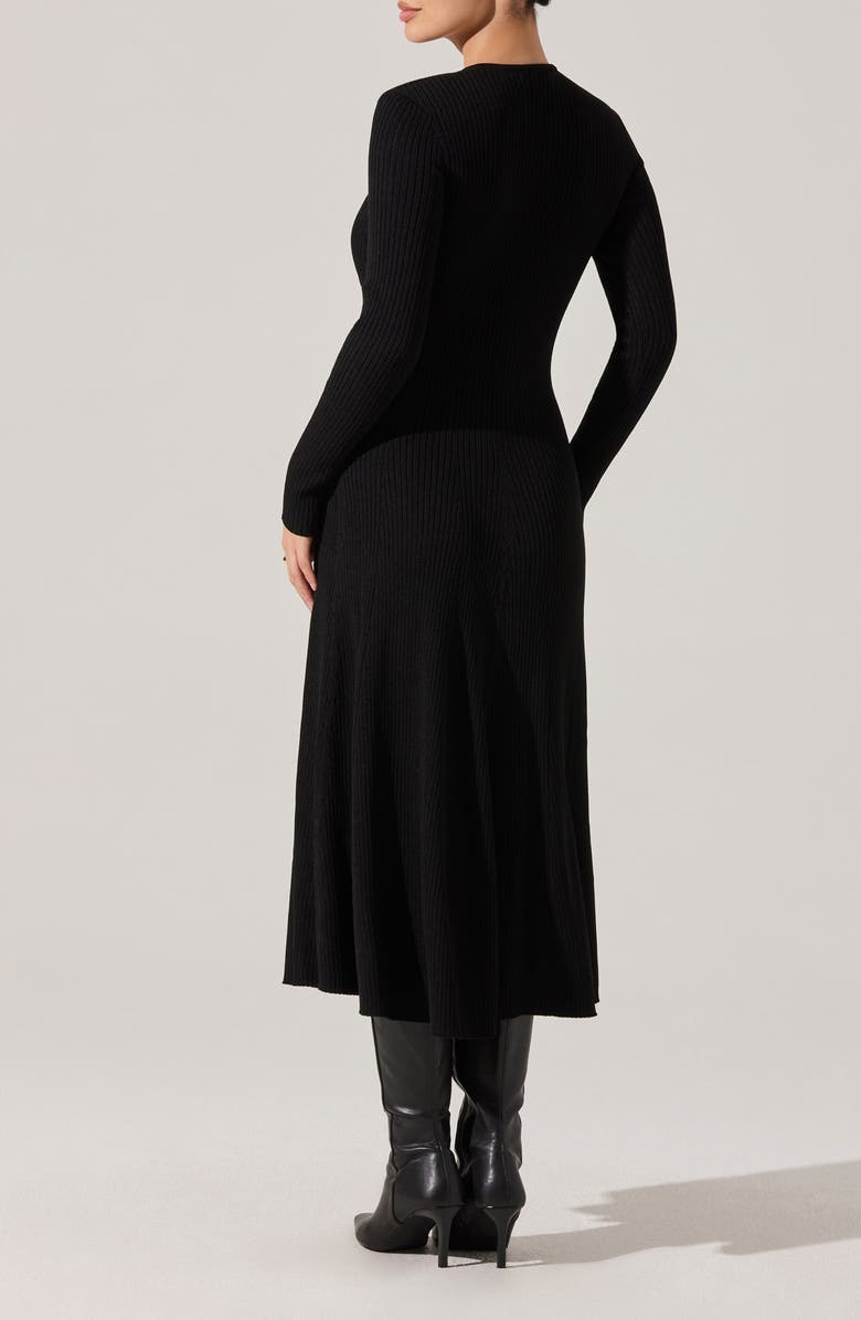ASTR the Label Fallyn Rib Long Sleeve Sweater Dress, Alternate, color, Black