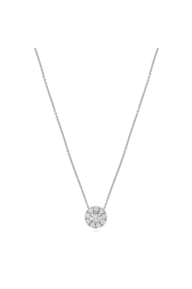 Prong Round Diamond Halo Necklace in 14K White Gold, Main, color, 14K White Gold