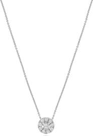 Ancona Fine Jewelry Prong Round Diamond Halo Necklace in 14K White Gold