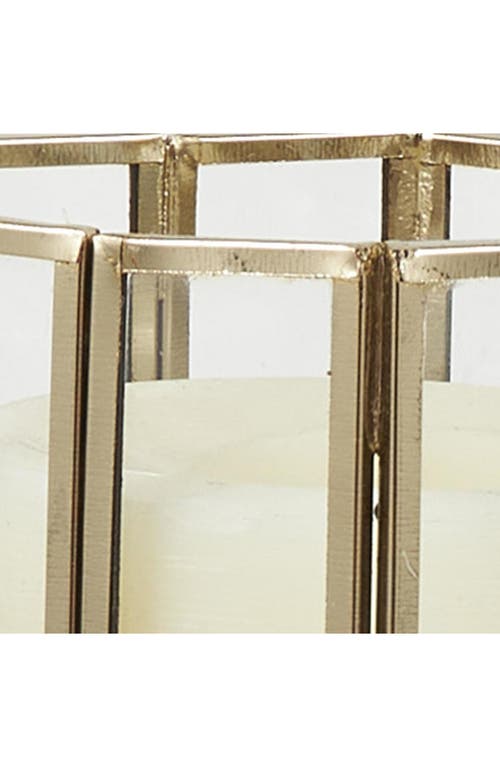 Uma Set Of 3 Modern Metal Lantern Candle Holders In Gold