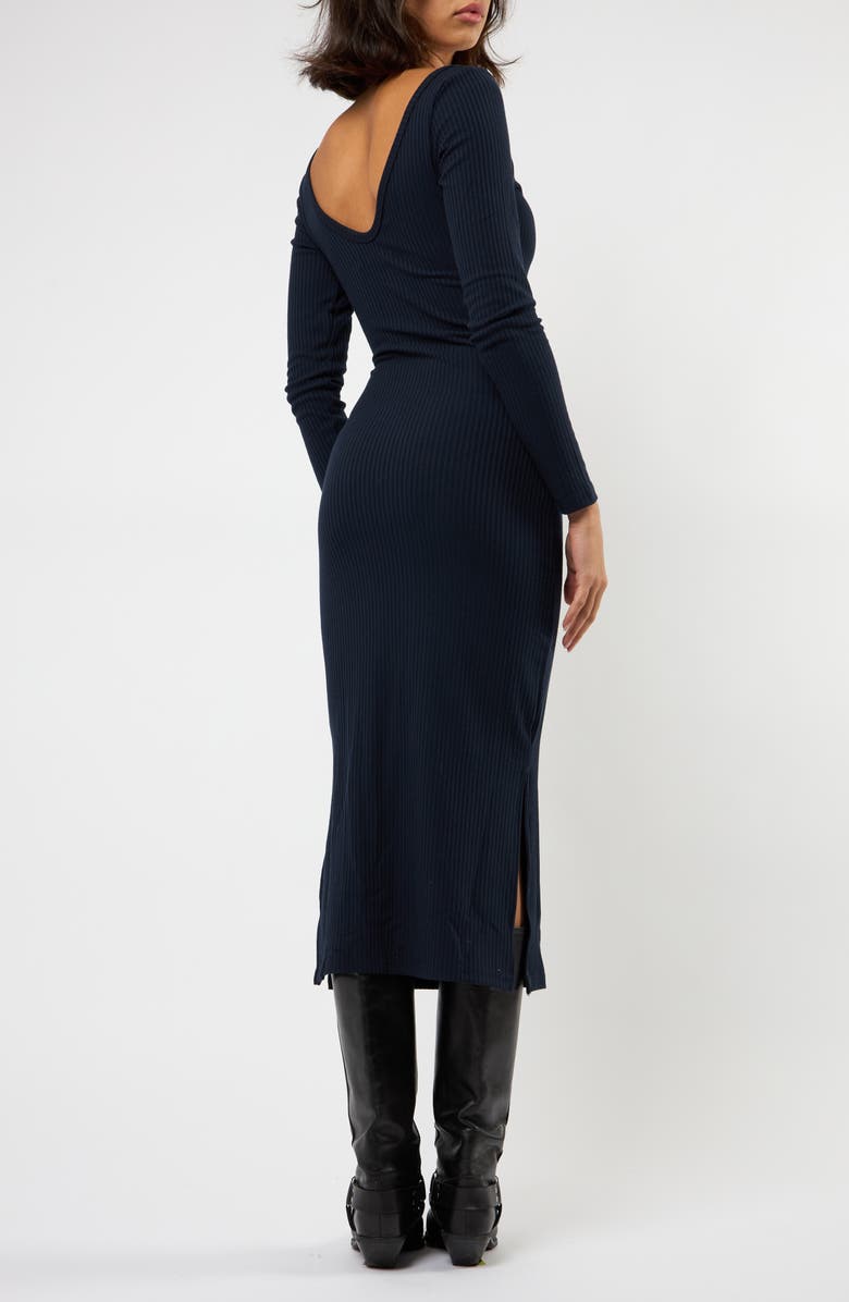 Viens Avec Moi The Flirt Fusion Long Sleeve Rib Dress, Alternate, color, Navy