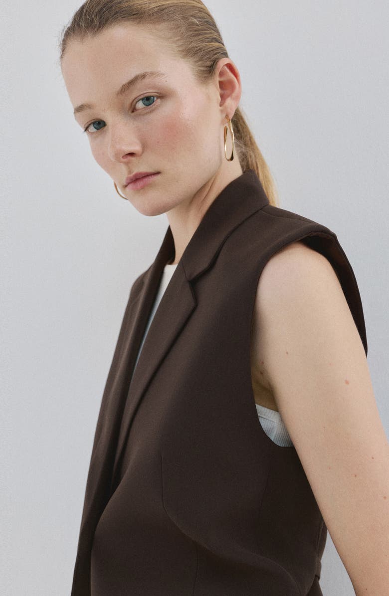 MANGO Notch Lapel Vest, Alternate, color, Brown