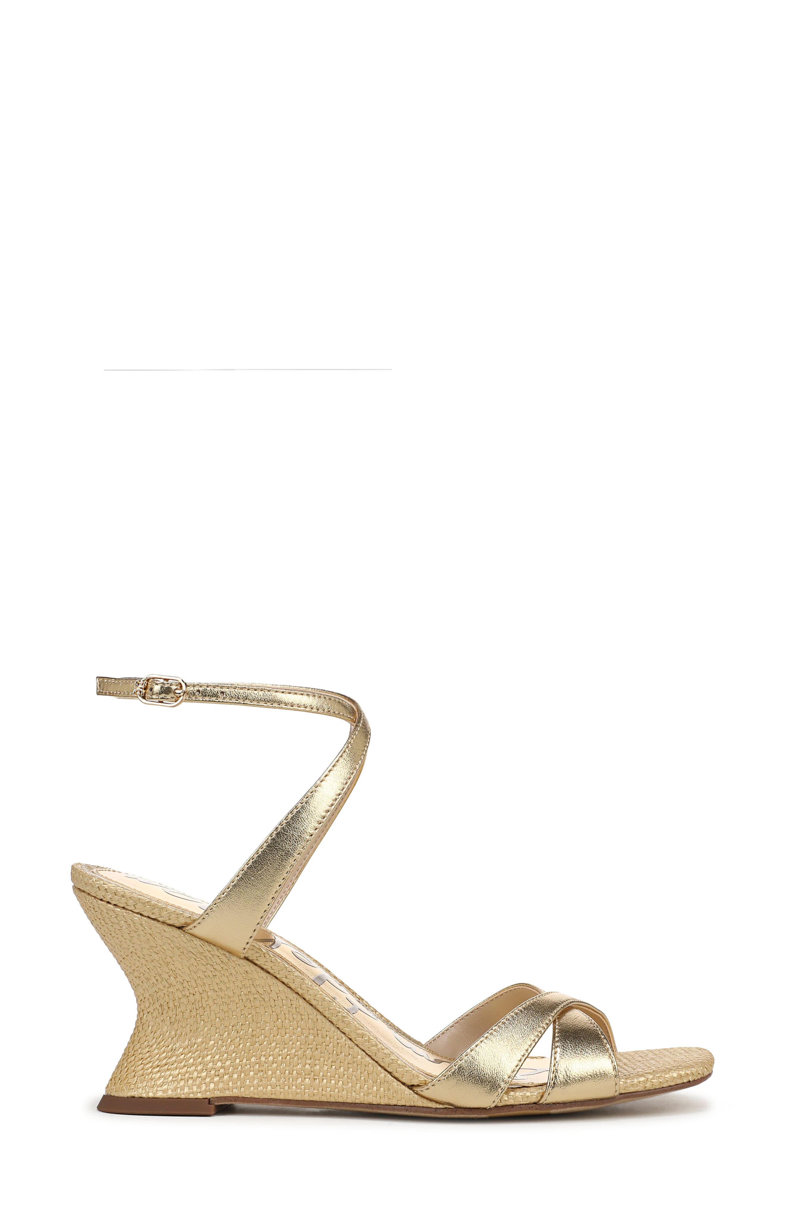 Davi Ankle Strap Wedge Sandal, Alternate, color, AMBER GOLD