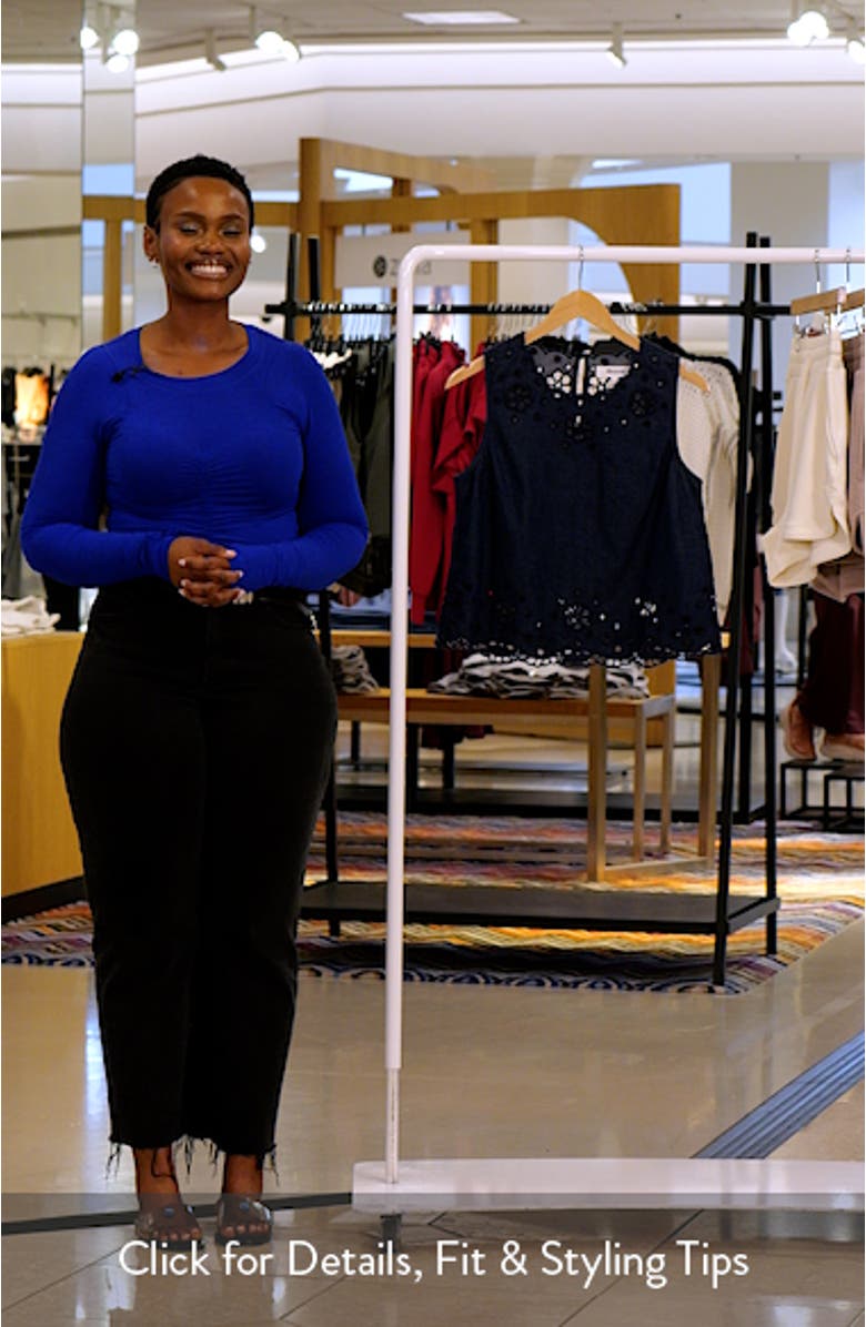 Embroidered Sleeveless Denim Shell Top, sales video thumbnail