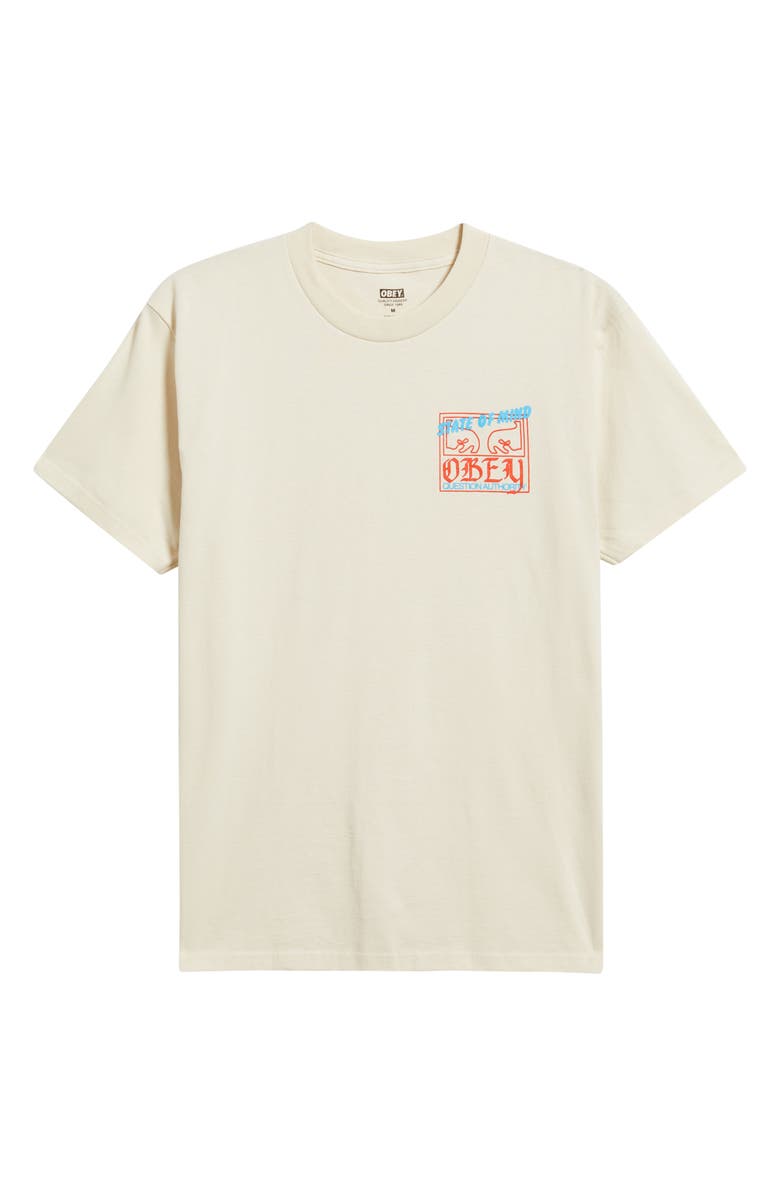Obey State of Mind Cotton Graphic T-Shirt, Alternate, color, Cream