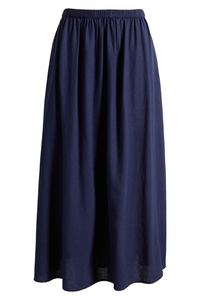 Linen Midi Skirt, Alternate, color, NAVY PEACOAT