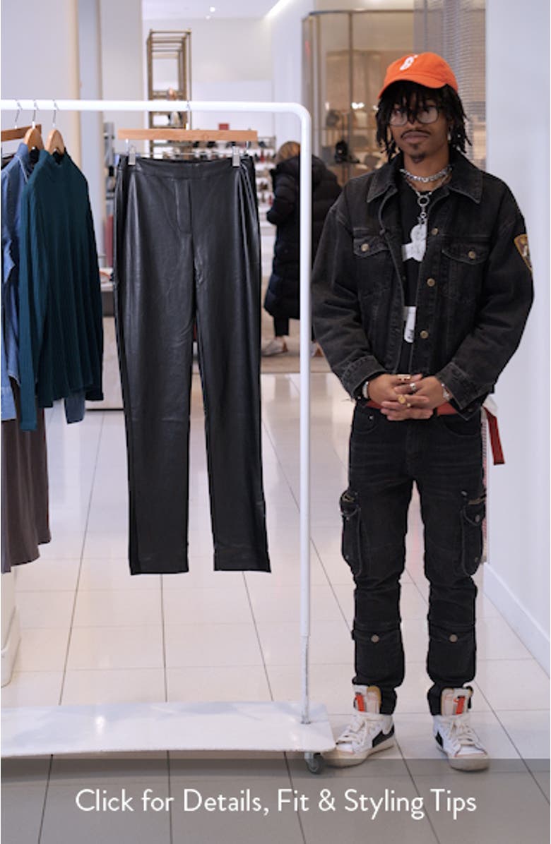 High Waist Slit Faux Leather Pants, sales video thumbnail