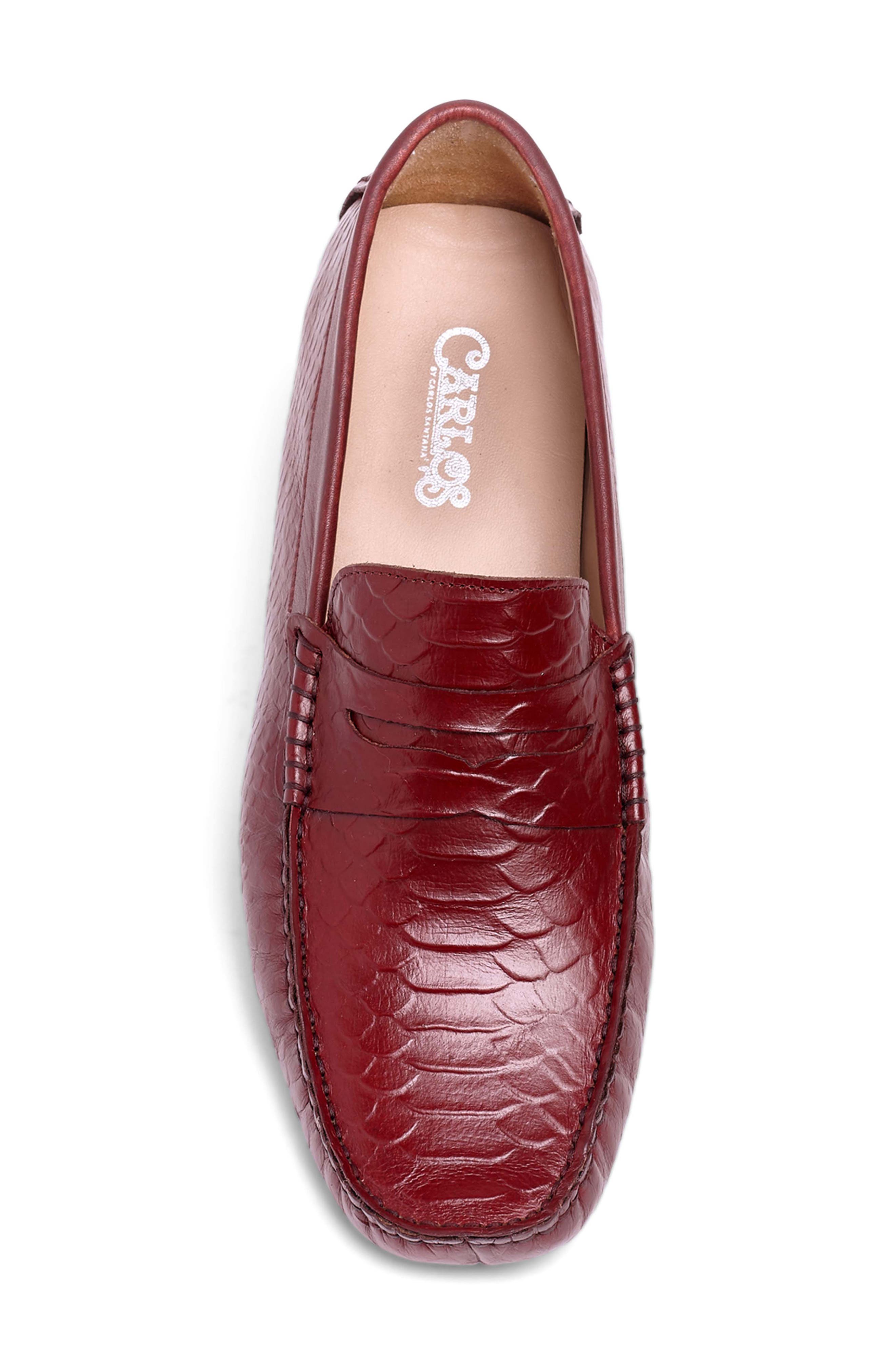 CARLOS SANTANA Jorge Croc Embossed Leather Driver, Alternate, color, Dark Red