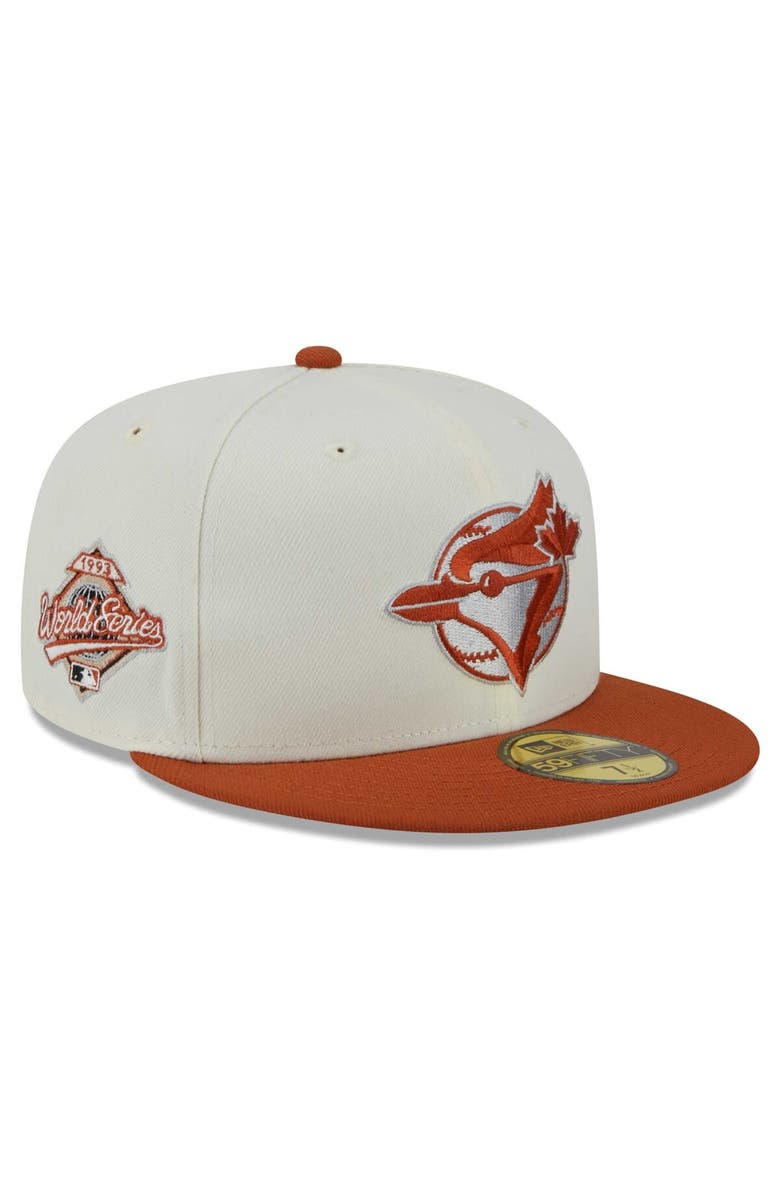 New Era Men's New Era Cream/Orange Toronto Blue Jays 59FIFTY Fitted Hat, Main, color, 