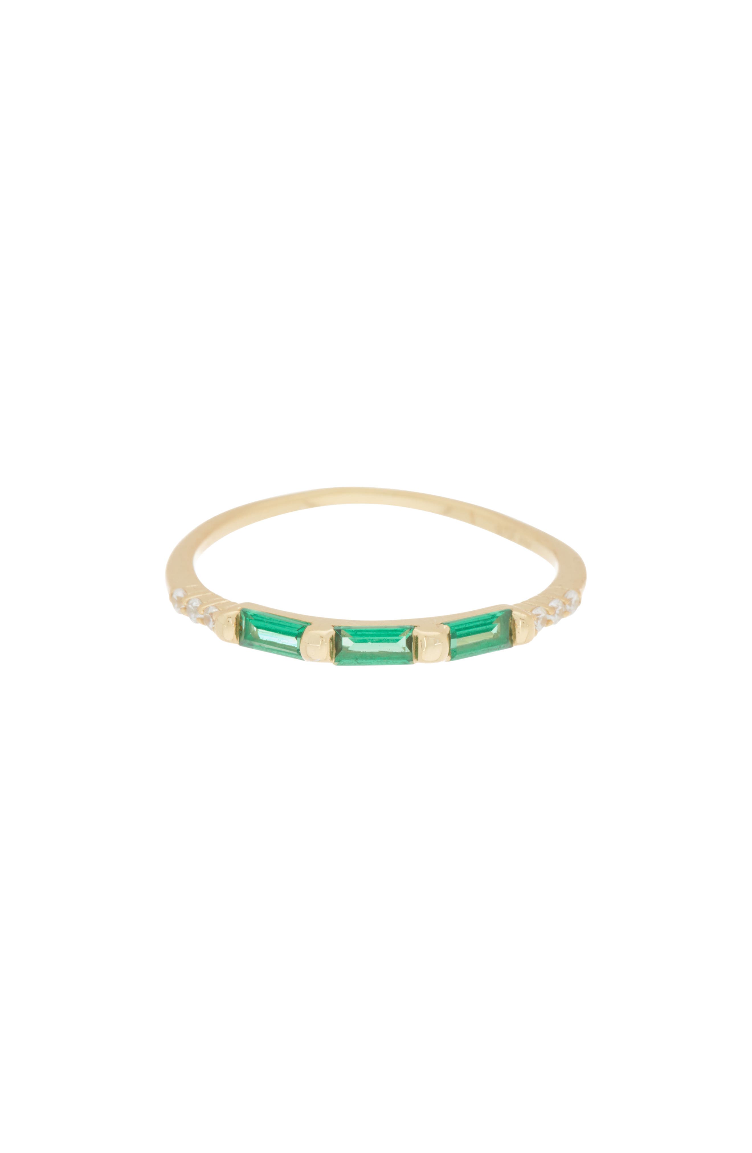 ARGENTO VIVO 18K Gold Plated Sterling Silver Baguette Crystal Stackable ...