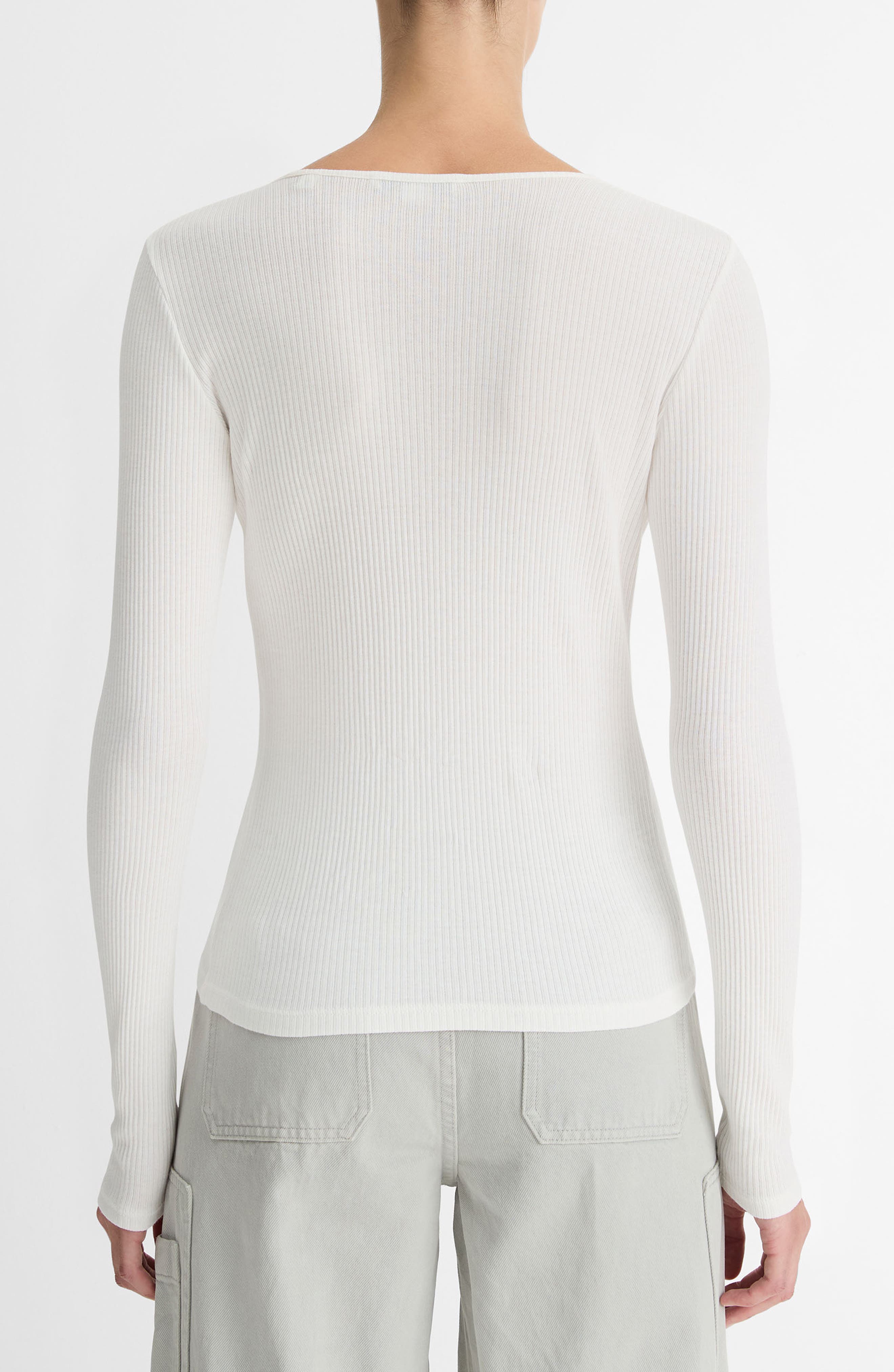 Vince Rib Pima Cotton Long Sleeve Crewneck T-Shirt (Women) | Nordstrom